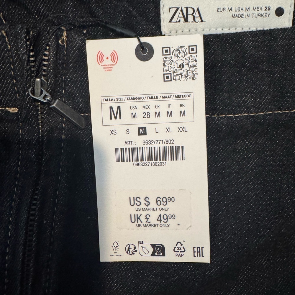 ZARA Dark Wash Denim Midi Skirt – Size M – New With Tags - Picture 3 of 5